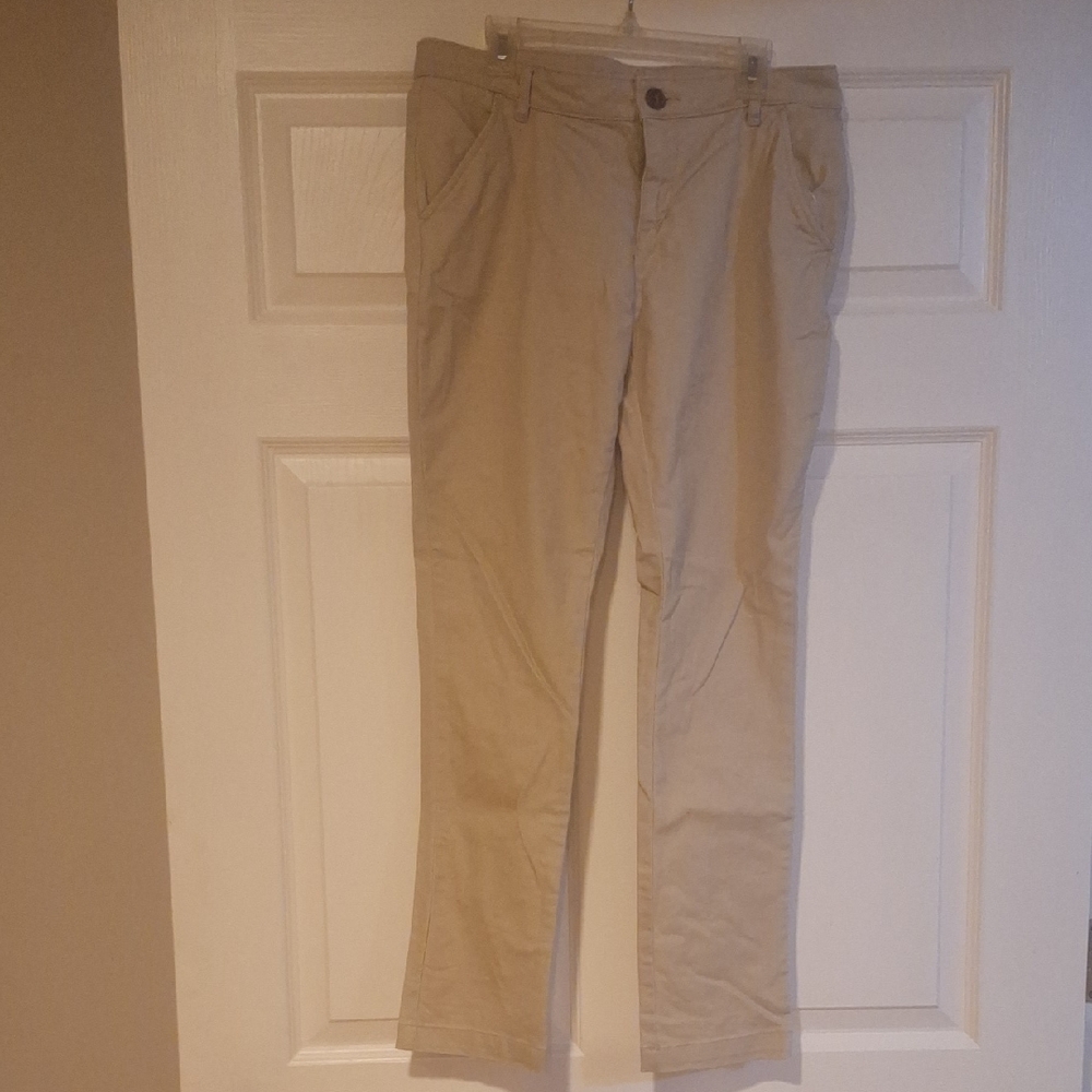 Khaki Straight-Leg Pants